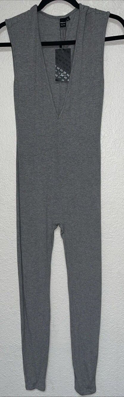 Shein SXY Ribbed Full Body Romper Jumpsuit Women Sz Small Gray